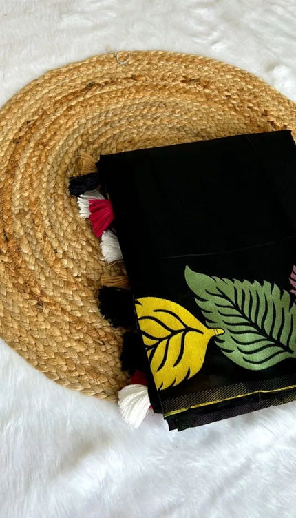 Pretty Black Soft Silk Saree