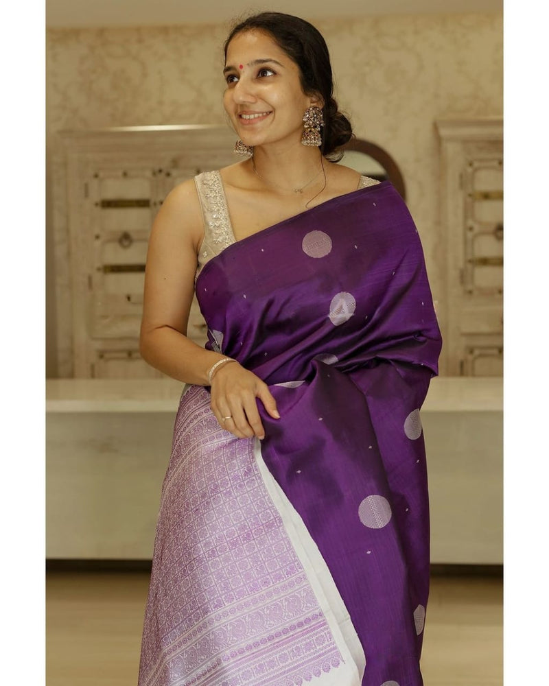 Splendorous Purple Soft Silk Saree