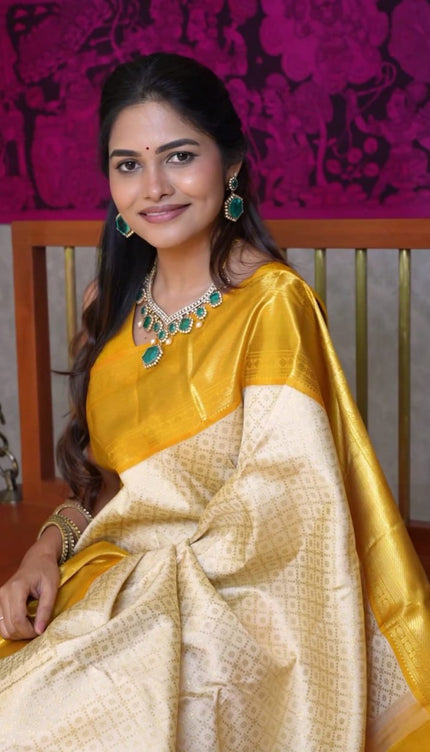 Dazzling Beige Soft Silk Saree