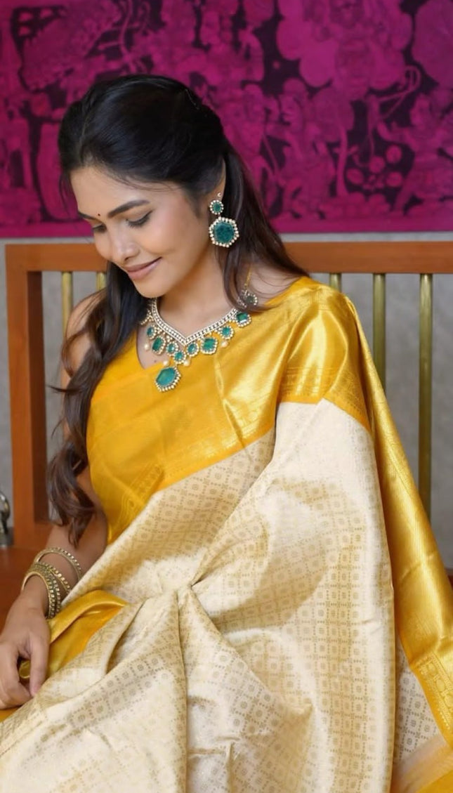 Dazzling Beige Soft Silk Saree
