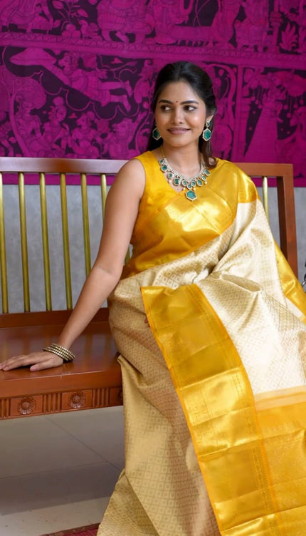 Dazzling Beige Soft Silk Saree