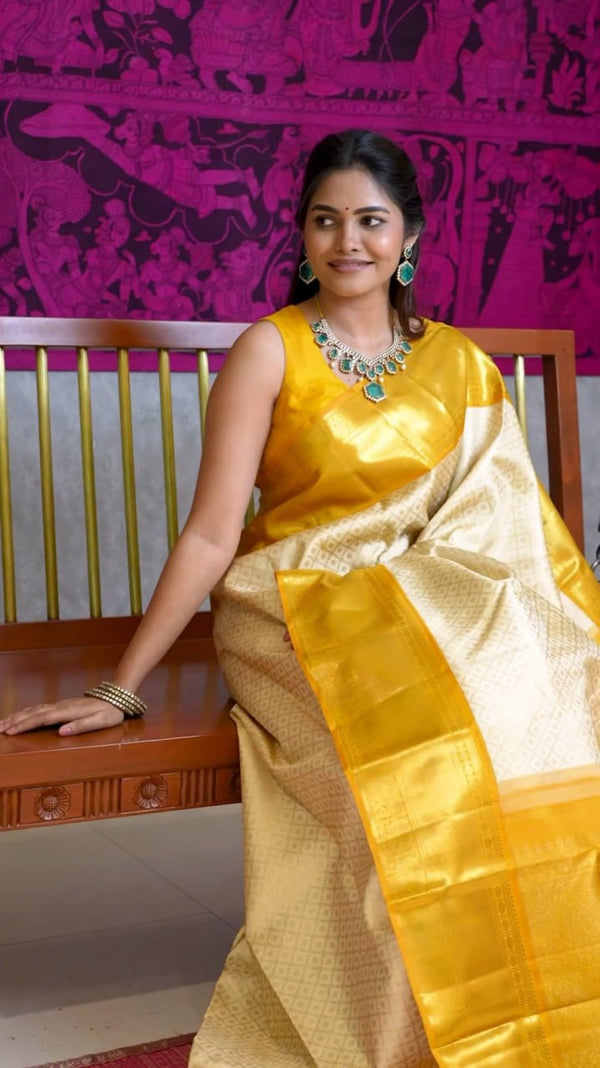 Dazzling Beige Soft Silk Saree