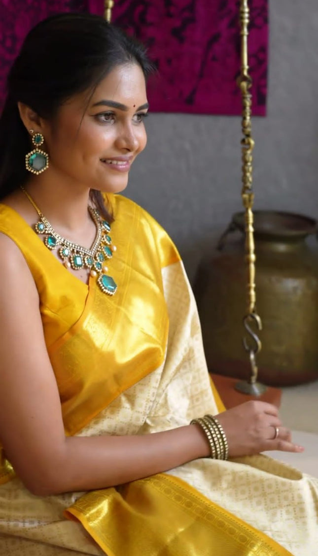 Dazzling Beige Soft Silk Saree