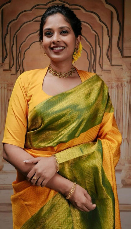 Classy Yellow Soft Silk Saree