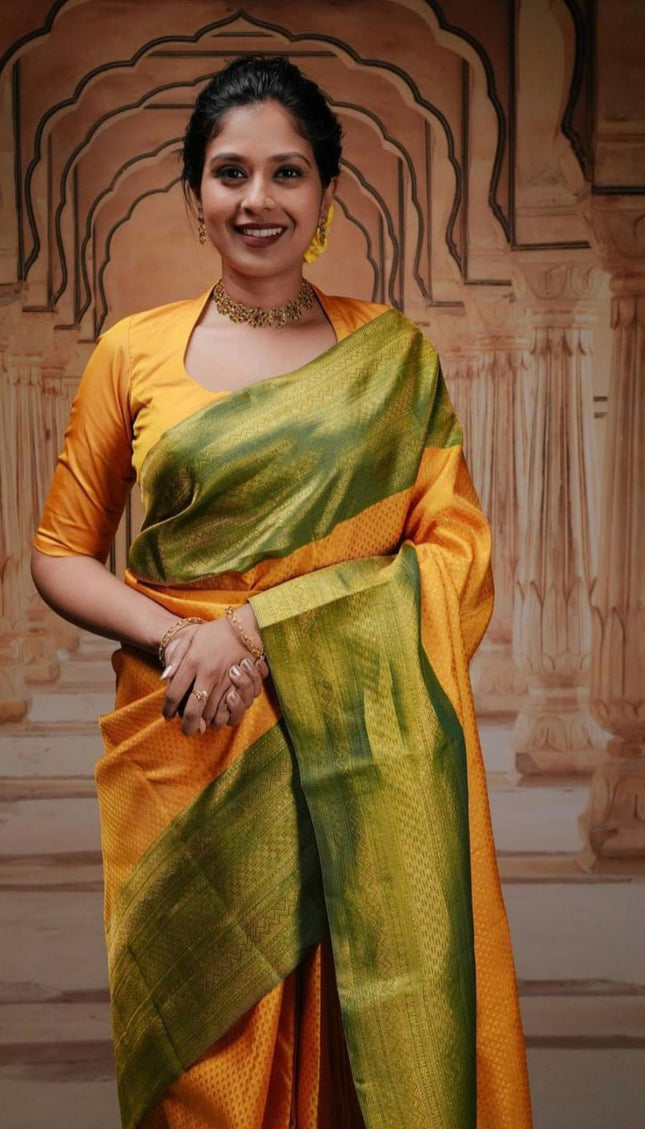 Classy Yellow Soft Silk Saree