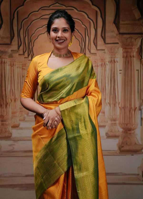 Classy Yellow Soft Silk Saree