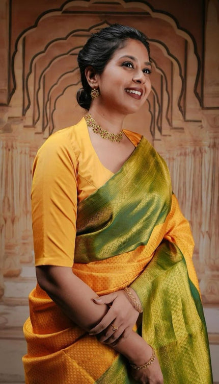 Classy Yellow Soft Silk Saree