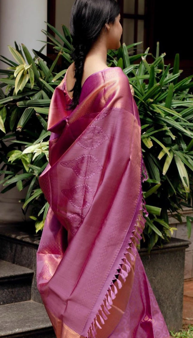 Susurrous Pink Soft Silk Saree