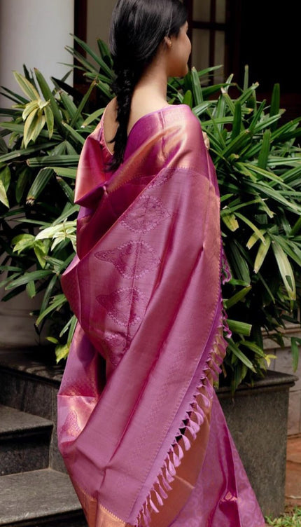 Susurrous Pink Soft Silk Saree