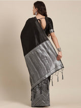 Black With Silver Banarasi Soft Silk Sarees