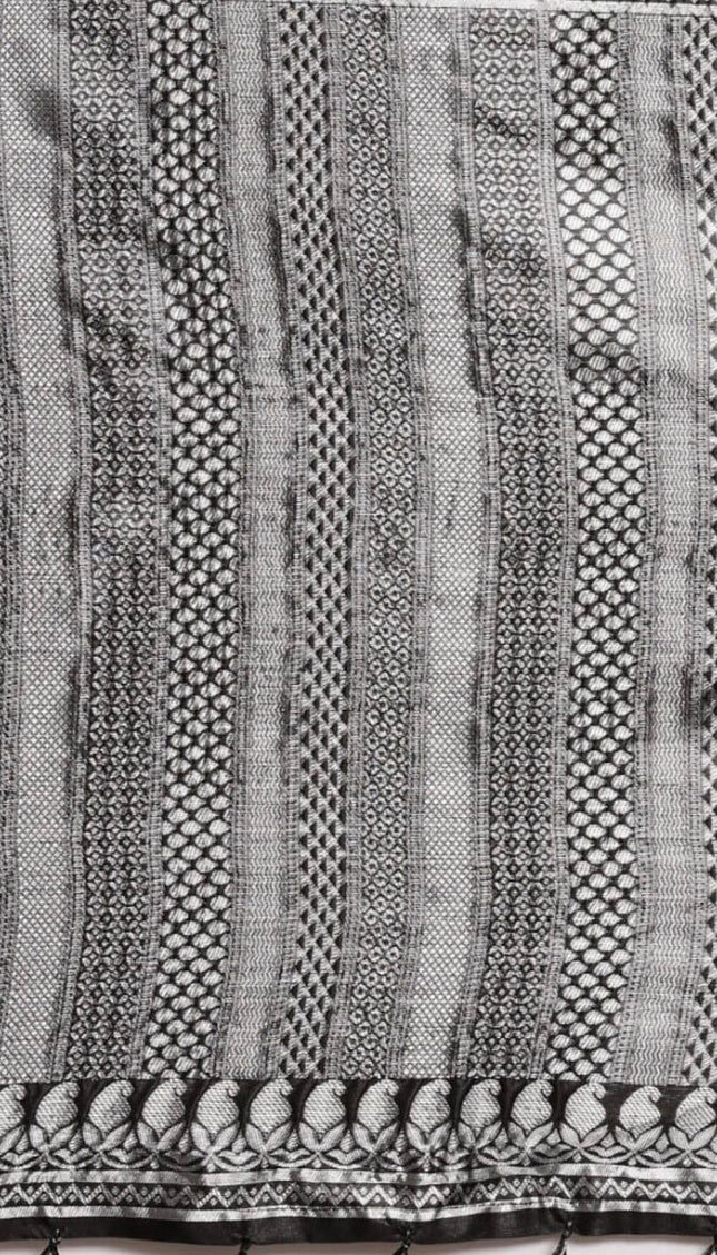 Black With Silver Banarasi Soft Silk Sarees