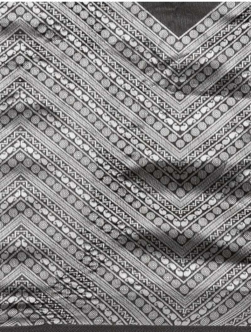 Black With Silver Banarasi Soft Silk Sarees