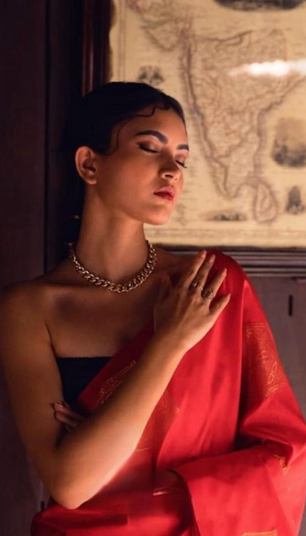 Lissome Red Soft Silk Saree