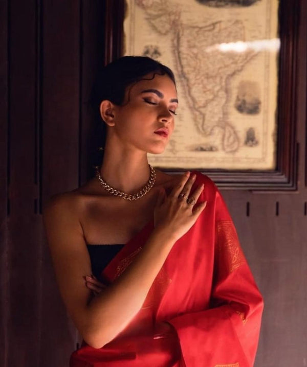 Lissome Red Soft Silk Saree