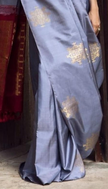 Vestigial Grey Soft Silk Saree