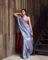 Vestigial Grey Soft Silk Saree