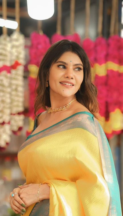 Breathtaking Yellow Soft Silk Saree