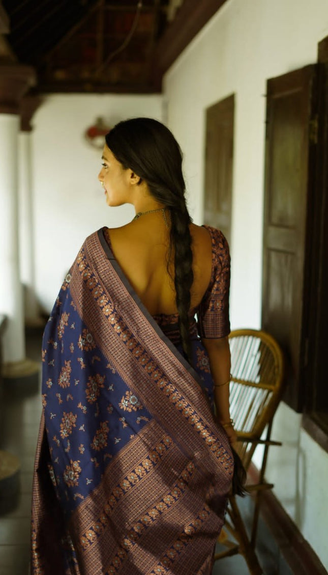 Cute Coffee Color Soft Lichi Silk Saree