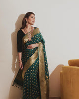 Attractive Dark Green Soft Silk Saree