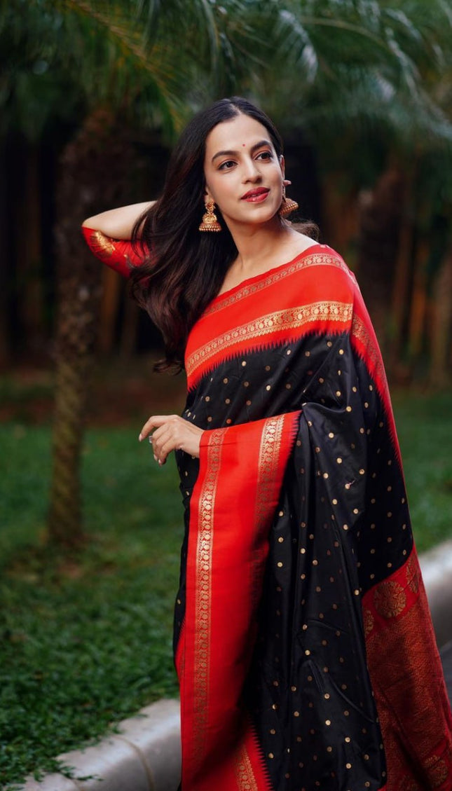 Super Extravagant Black Soft Silk Saree