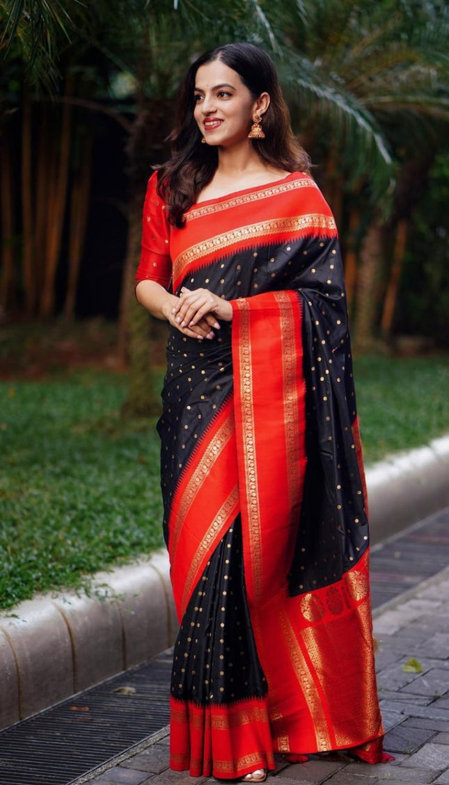 Super Extravagant Black Soft Silk Saree