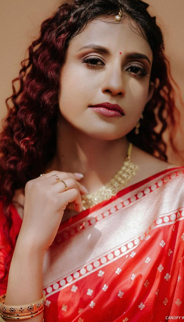 Aaru Red Soft Banarasi Silk Saree