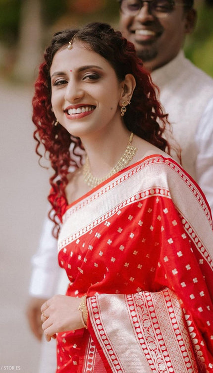 Aaru Red Soft Banarasi Silk Saree