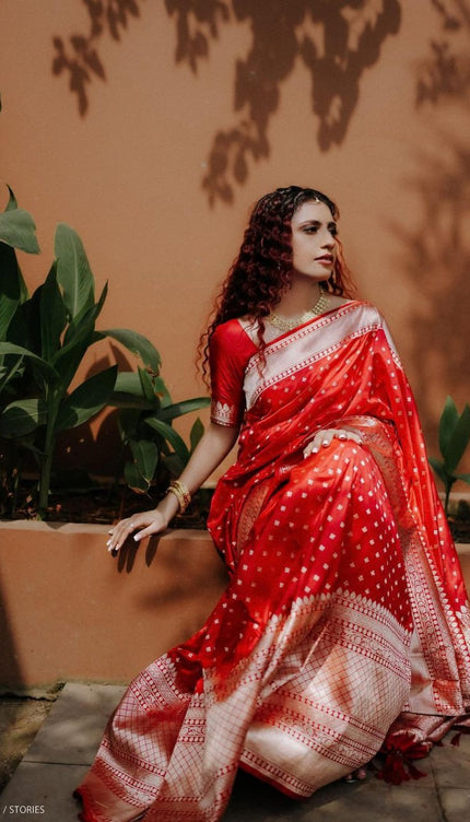 Aaru Red Soft Banarasi Silk Saree