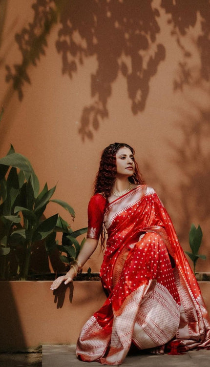 Aaru Red Soft Banarasi Silk Saree