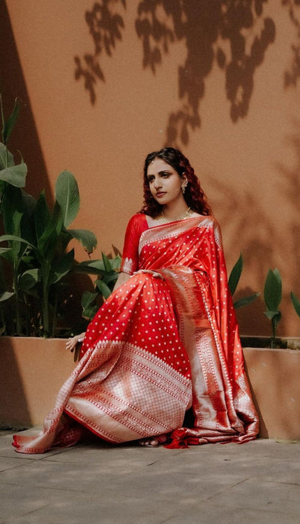Aaru Red Soft Banarasi Silk Saree