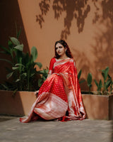 Aaru Red Soft Banarasi Silk Saree