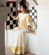 White With Gold Soft Silk Saree