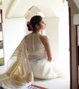 White With Gold Soft Silk Saree