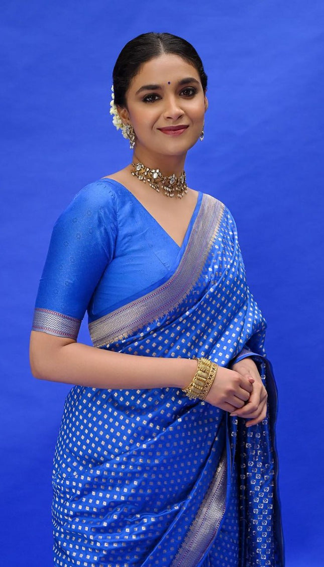 Royal Blue Banarasi Soft Silk Saree