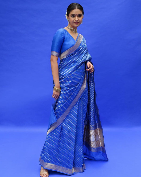Royal Blue Banarasi Soft Silk Saree