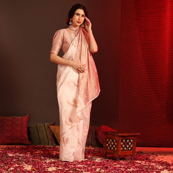 Peach Banarasi Silk Saree