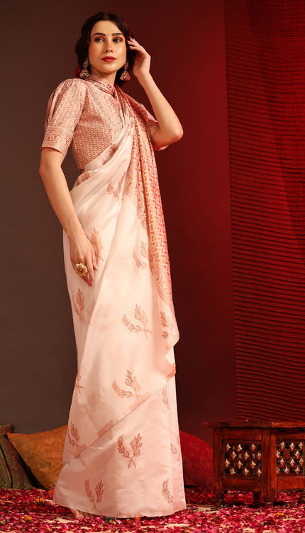 Peach Banarasi Silk Saree