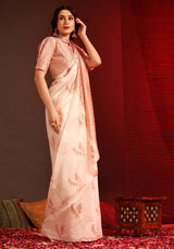 Peach Banarasi Silk Saree