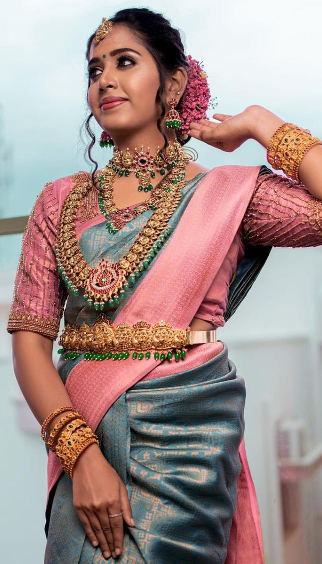 Alluring Firozi Soft Silk Saree