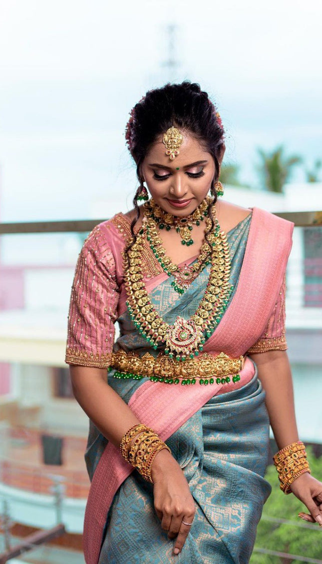 Alluring Firozi Soft Silk Saree