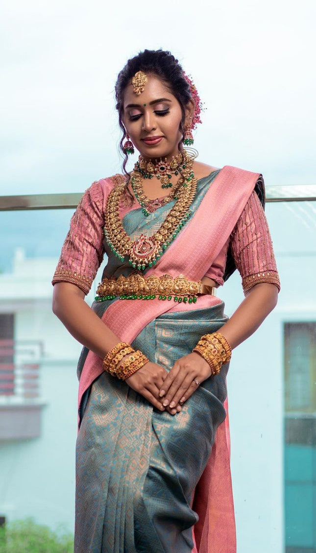 Alluring Firozi Soft Silk Saree