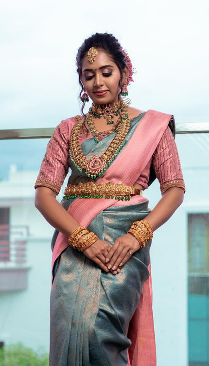 Alluring Firozi Soft Silk Saree