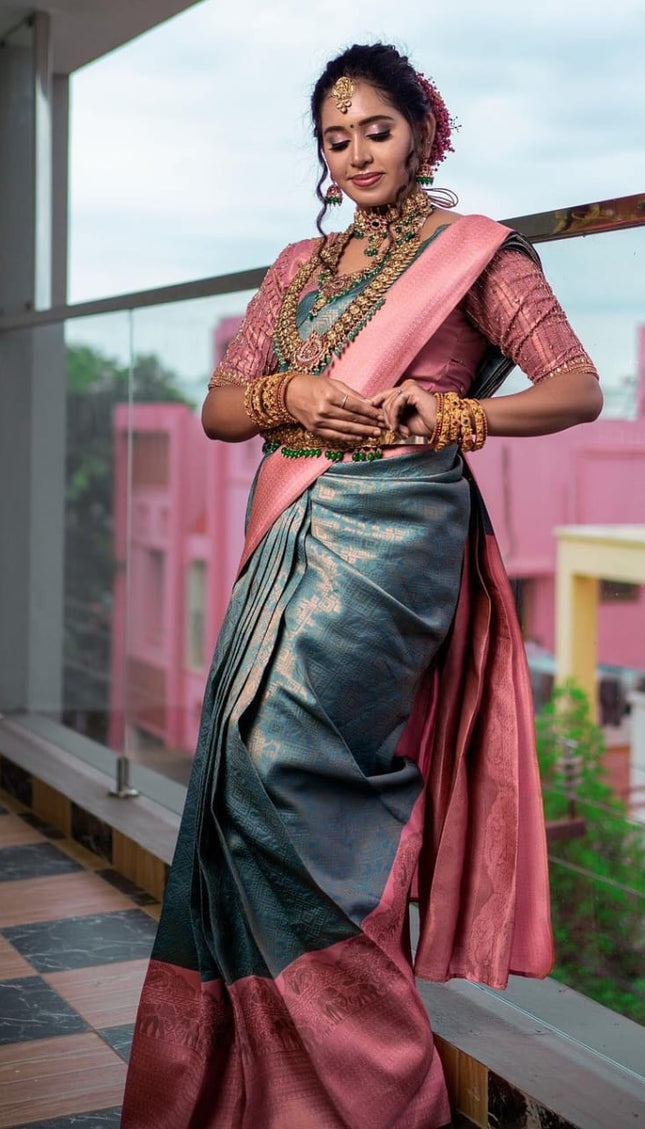 Alluring Firozi Soft Silk Saree
