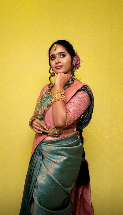 Alluring Firozi Soft Silk Saree