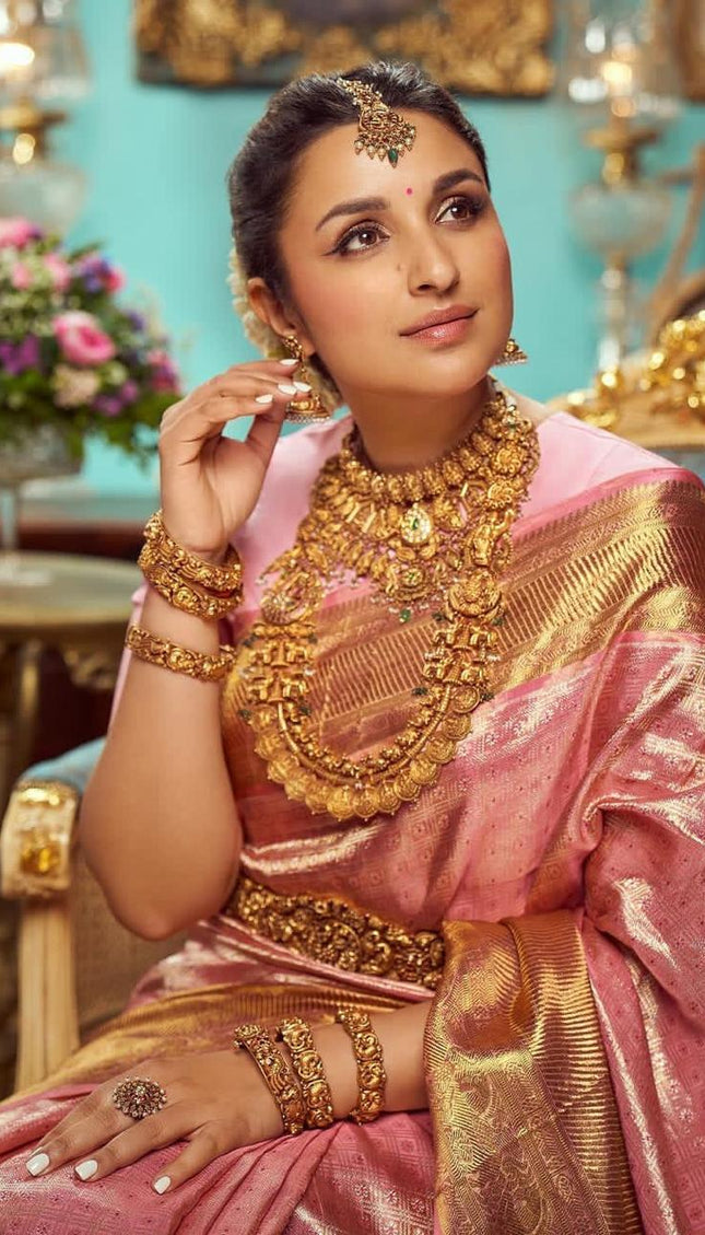 Most Flattering Pink Soft Silk Saree