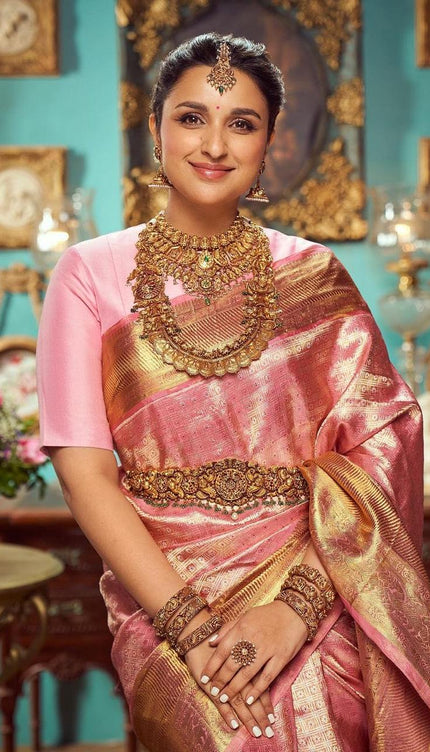 Most Flattering Pink Soft Silk Saree
