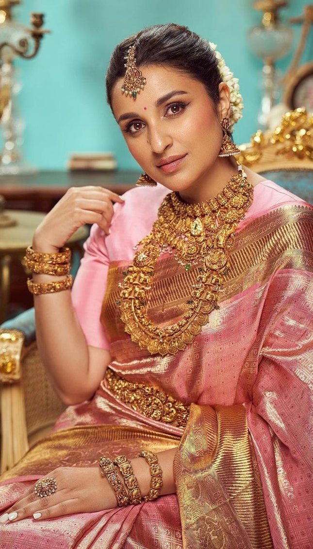 Most Flattering Pink Soft Silk Saree