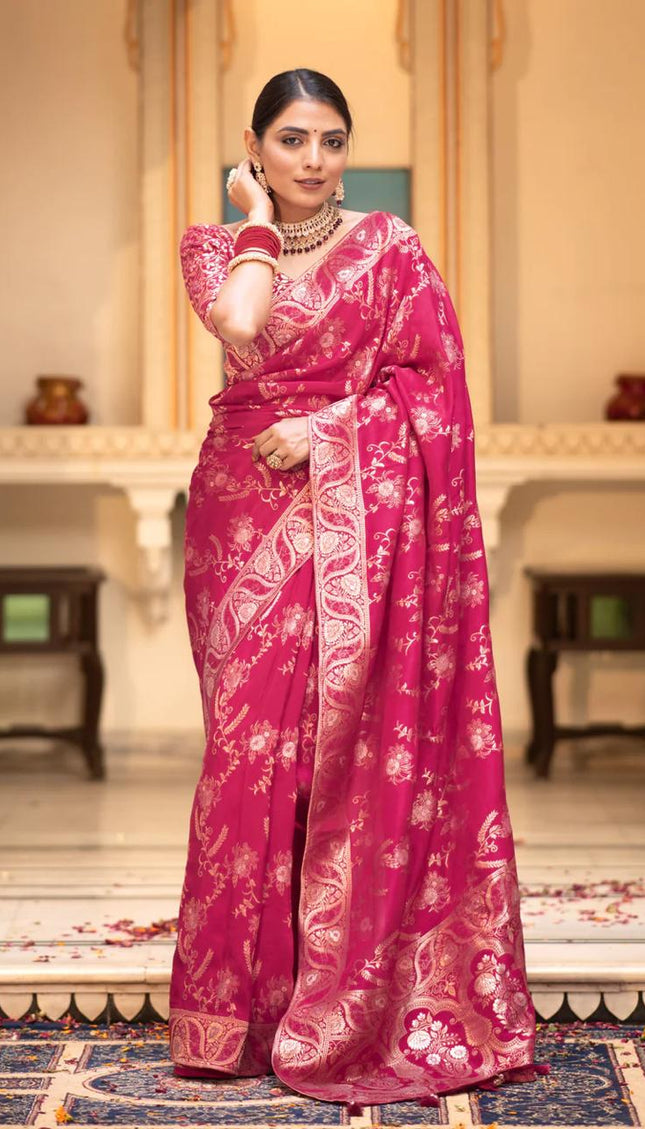 Chatoyant Dark Pink Soft Silk Saree