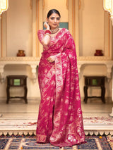 Chatoyant Dark Pink Soft Silk Saree