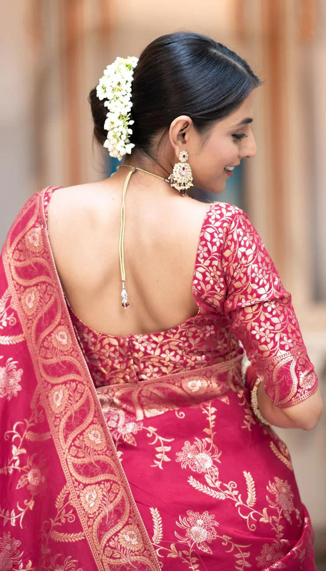 Chatoyant Dark Pink Soft Silk Saree